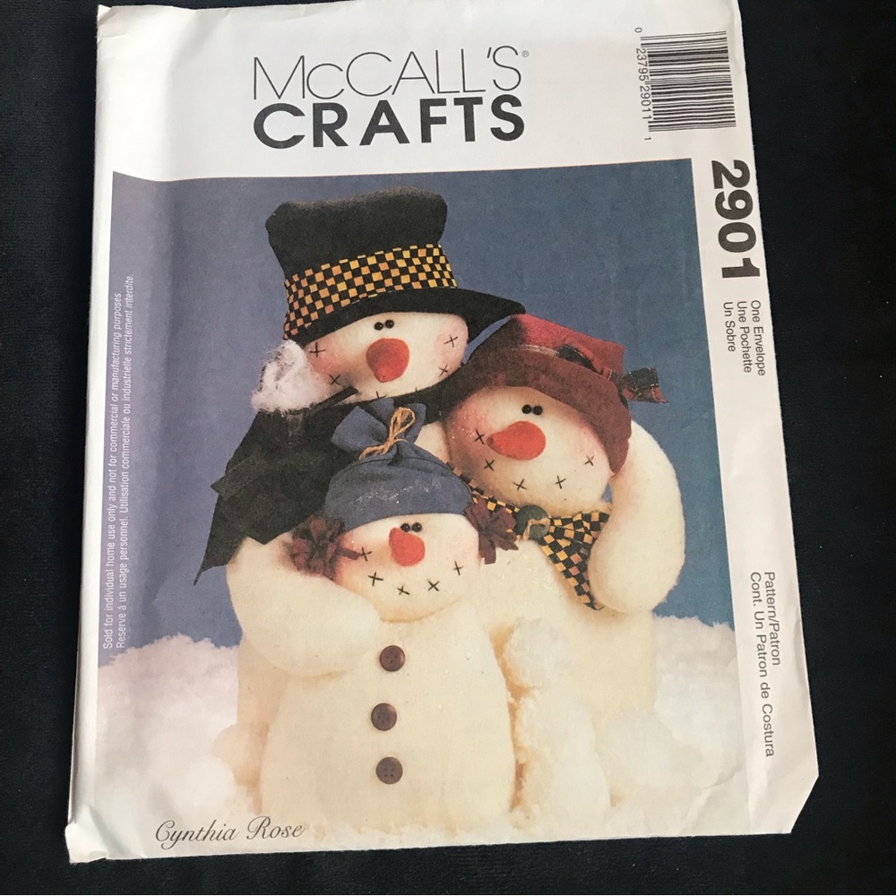 McCall’s Crafts Snow Hugs People Snowman Pattern Winter 2901